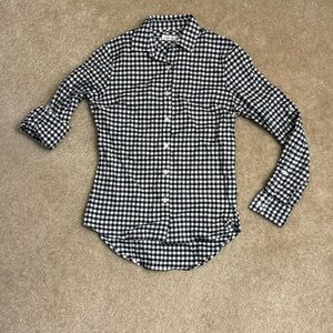 Peter Millar Women's Roll Up Long Sleeve Navy & White  Check Button Front Shirt